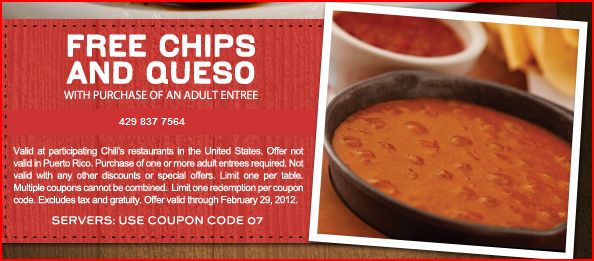 Chili’s: Free Chips and Queso with Purchase