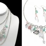leaf and flower necklace and earring