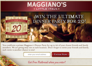 Free Flat Bread from Maggiano’s! No Purchase Necessary!