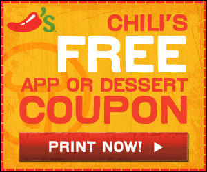 Chili’s: Free Appetizer or Dessert