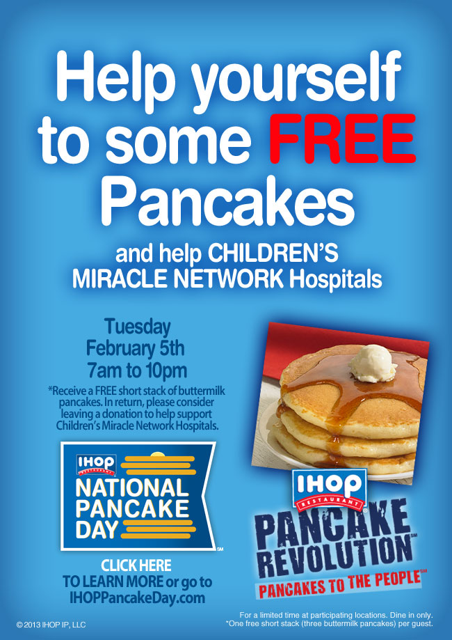 Free Pancakes at IHOP, February 5th