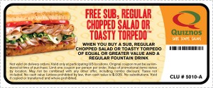 Quizno’s B1G1 Free