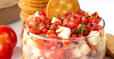 Caprese Salsa from Cookie Dough and Oven Mitt