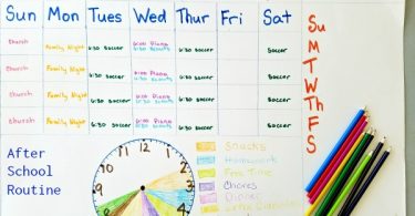Back-to-School Family Calendar and after school routine