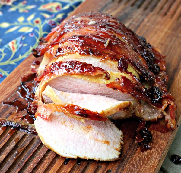 Tart Cherry and Bacon Wrapped Pork Tenderloin