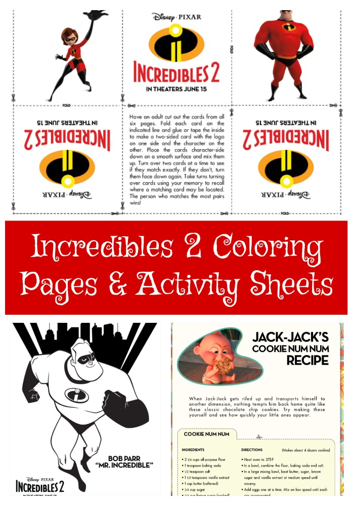 Incredibles 2 Coloring Pages and Activity Sheets - Clever Housewife