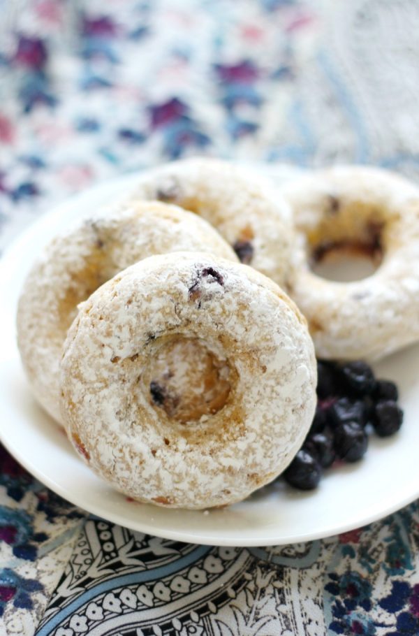 Maple Blueberry Powdered Sugar Doughnuts from Strength and Sunshine