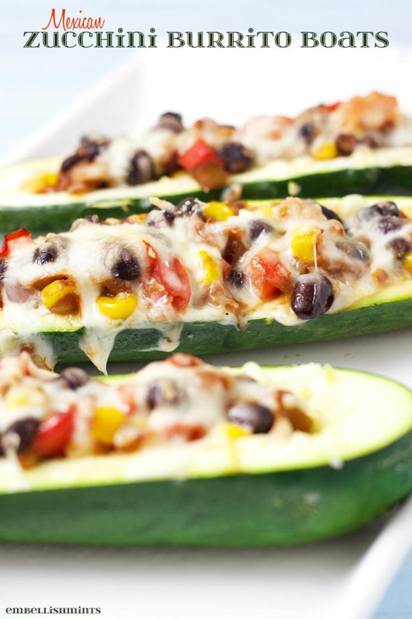 Mexican Zucchini Burrito Boats from Embellishmints