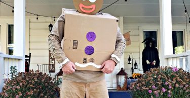 DIY Gingerbread Man Costume from Amazon Prime Boxes