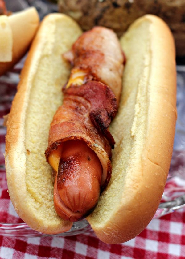 Bacon Wrapped Cheddar Hot Dog - Hot Dog Hacks
