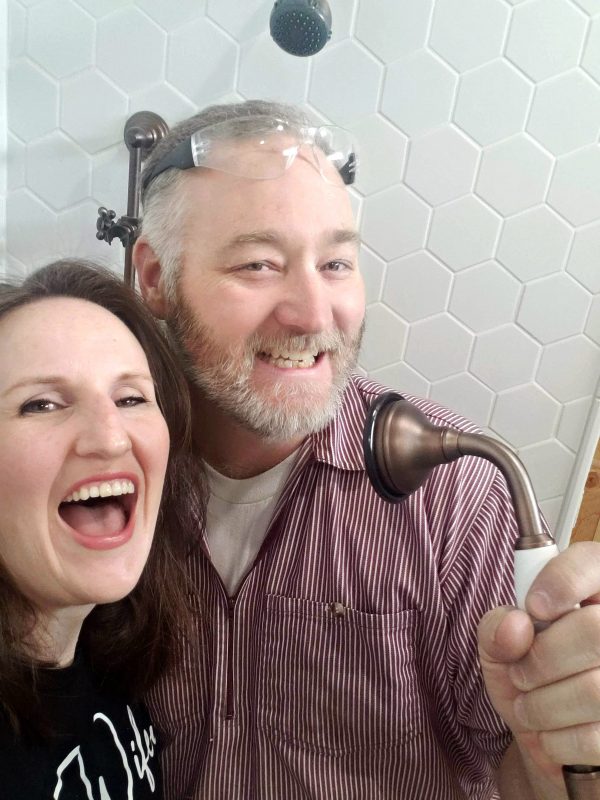Singing in our brand new shower